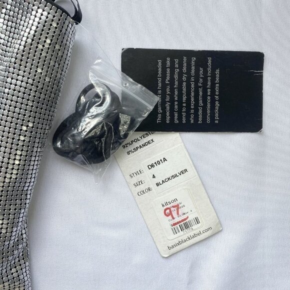 NWT BASIX BLACK LABEL KITSON BLACK SILVER METALLIC MINI PARTY DRESS - 4 - Picture 7 of 11